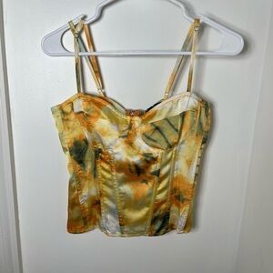 PrettyLittleThing Orange Tie Dye Structured Corset Top US 6 NWT